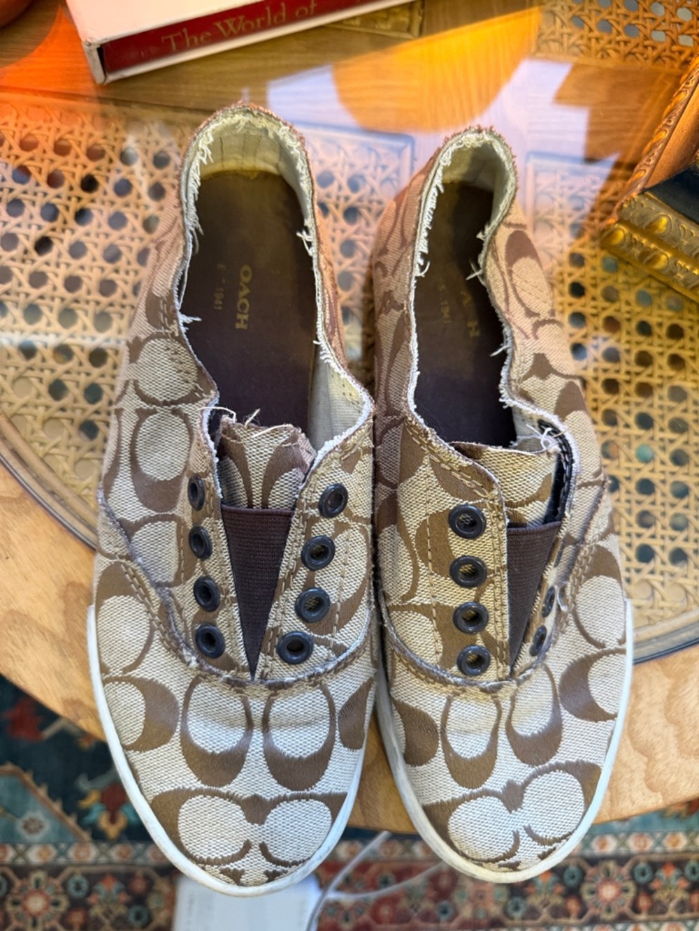 Coach Tan Signature Canvas Slip-On Sneakers - Picture 5 of 8
